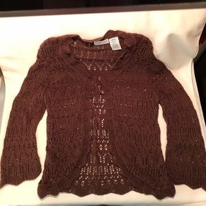 White Stag Brown Crocheted Sweater